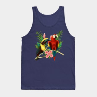 Toucan and Scarlet Macaw tropical birds Tank Top